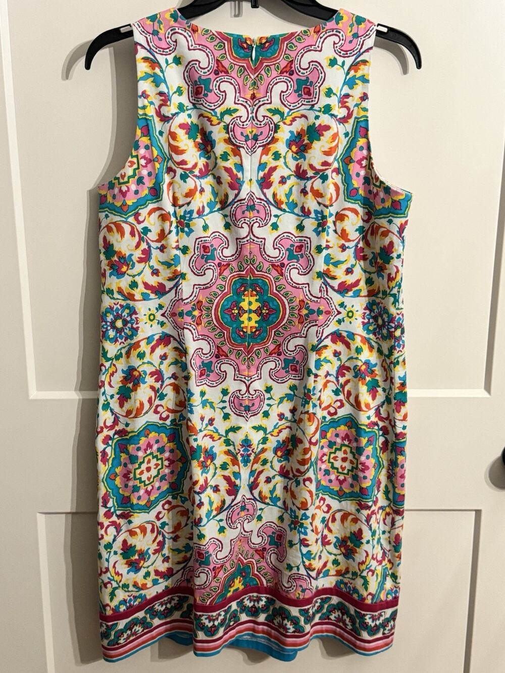 Maggie London Paisley Boho Floral Dress Sz US 10 Spring Easter Sheath Sleeveless